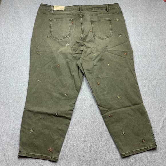 Soft Surroundings Jeans Womens 24W Green Legging Crop Zip Ankle Stretch Stars - Picture 4 of 9